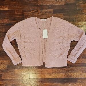 moon & madison Pink Cable Knit Cardigan